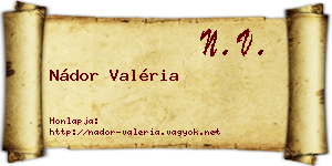 Nádor Valéria névjegykártya